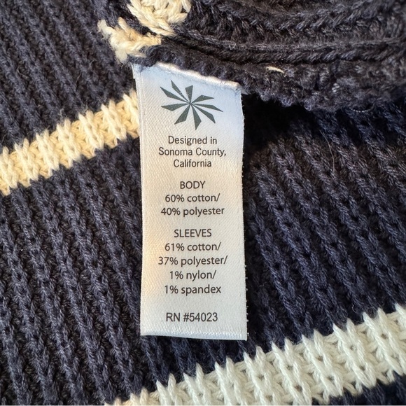 Athleta XXS Striped Peaceful Wrap Cardigan Sweater ~ Navy Blue Nautical Casual - Picture 7 of 7